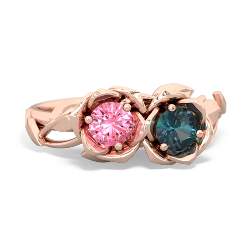 Lab Pink Sapphire Lab Created Pink Sapphire with Lab Created Alexandrite Rose Garden ring Ring