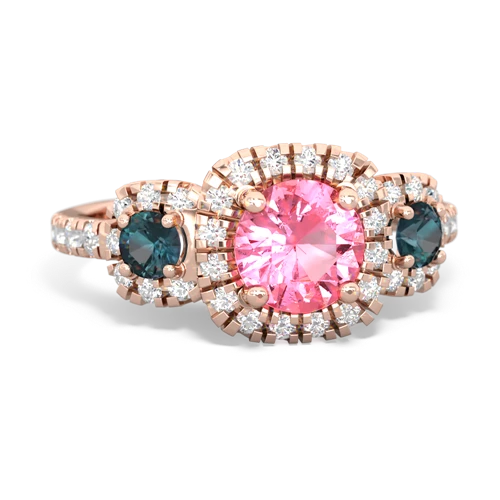 Lab Pink Sapphire Lab Created Pink Sapphire with Lab Created Alexandrite and Lab Created Alexandrite Regal Halo ring Ring
