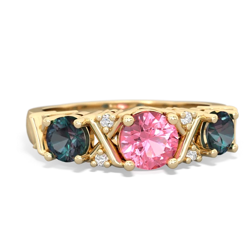 Lab Pink Sapphire Lab Created Pink Sapphire with Lab Created Alexandrite and Lab Created Alexandrite Hugs and Kisses ring Ring