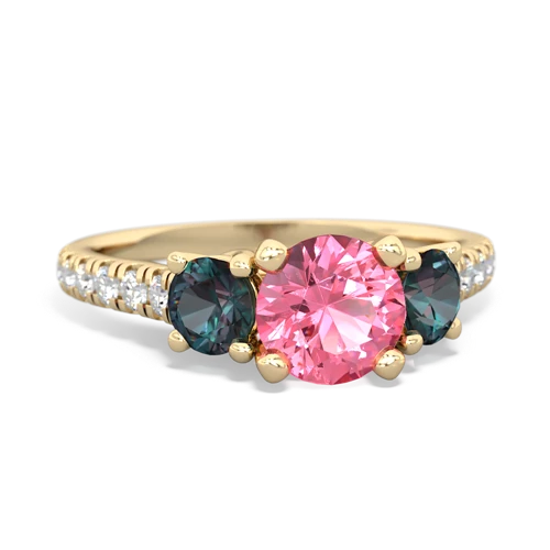 Lab Pink Sapphire Lab Created Pink Sapphire with Lab Created Alexandrite and  Pave Trellis ring Ring