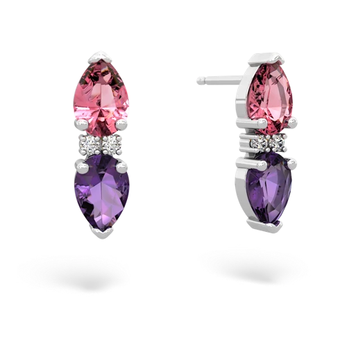 pink sapphire-amethyst bowtie earrings