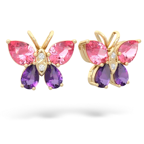 pink sapphire-amethyst butterfly earrings