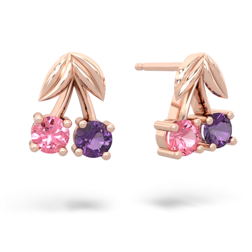 pink sapphire-amethyst cherries earrings