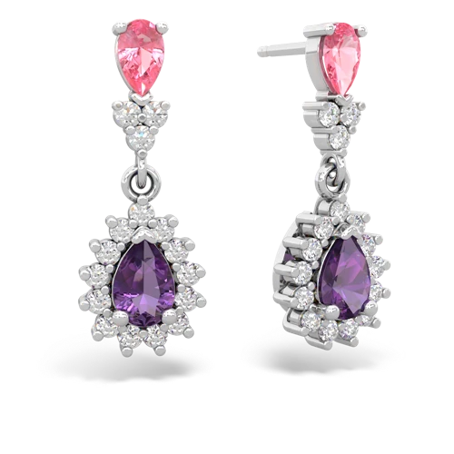 pink sapphire-amethyst dangle earrings