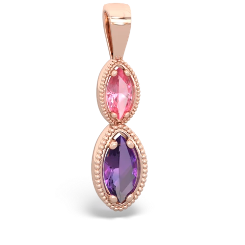 Lab Pink Sapphire Lab Created Pink Sapphire with Genuine Amethyst Antique-style Halo pendant Pendant