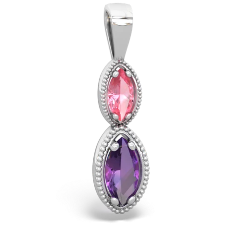 pink sapphire-amethyst antique milgrain pendant