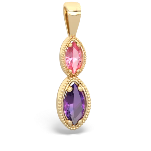 pink sapphire-amethyst antique milgrain pendant