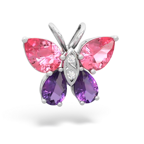 pink sapphire-amethyst butterfly pendant