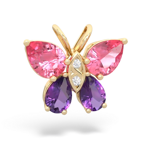 pink sapphire-amethyst butterfly pendant