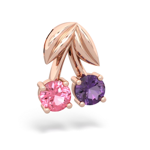 pink sapphire-amethyst cherries pendant