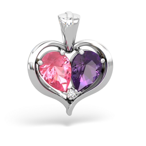 Lab Pink Sapphire Lab Created Pink Sapphire with Genuine Amethyst Two Become One pendant Pendant
