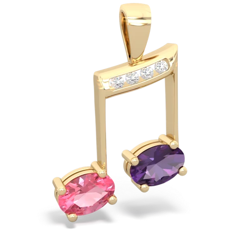 pink sapphire-amethyst music notes pendant