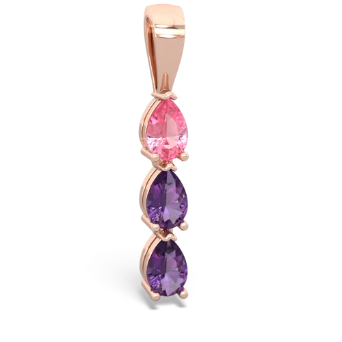 pink sapphire-amethyst three stone pendant