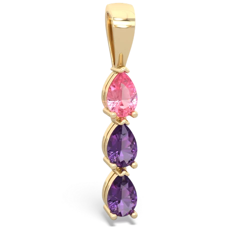 Lab Pink Sapphire Lab Created Pink Sapphire with Genuine Amethyst and Lab Created Alexandrite Three Stone pendant Pendant