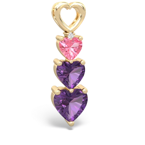 Lab Pink Sapphire Lab Created Pink Sapphire with Genuine Amethyst and  Past Present Future pendant Pendant