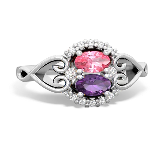 pink sapphire-amethyst antique keepsake ring