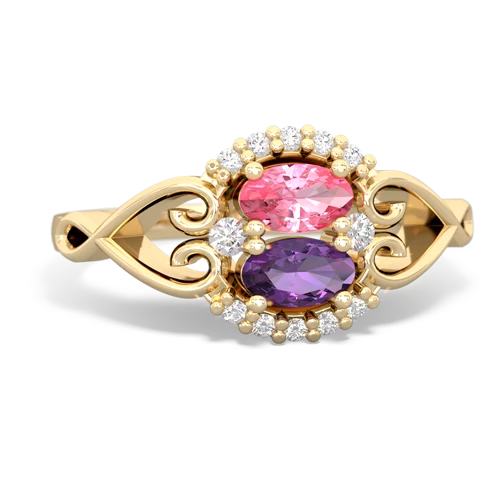 pink sapphire-amethyst antique keepsake ring