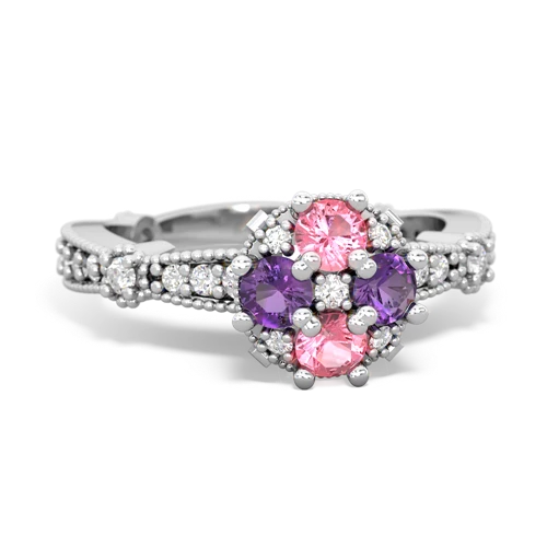 pink sapphire-amethyst art deco engagement ring