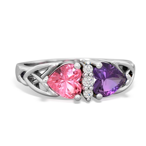 pink sapphire-amethyst celtic ring