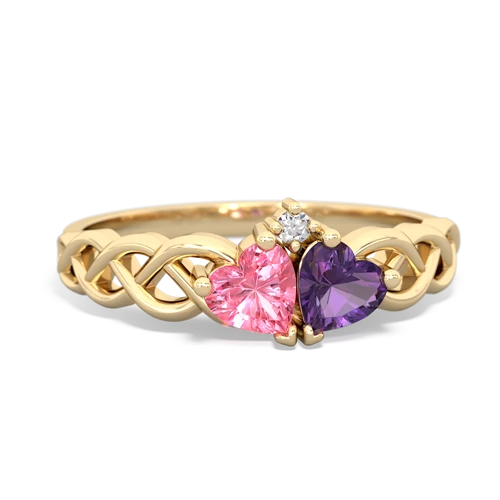 pink sapphire-amethyst celtic braid ring