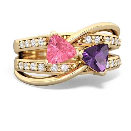 Lab Pink Sapphire Lab Created Pink Sapphire with Genuine Amethyst Bowtie ring Ring