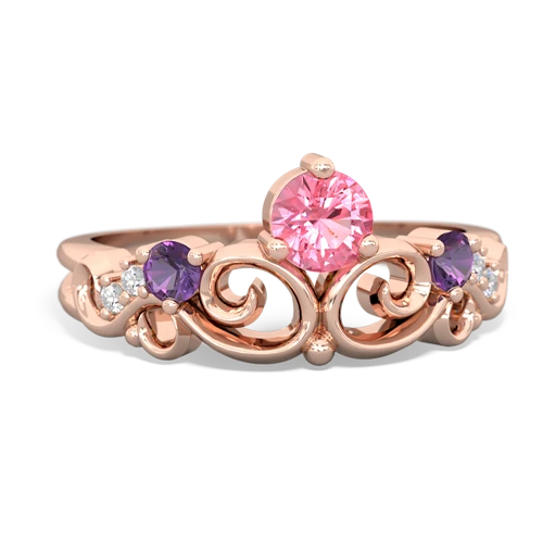 Lab Created Pink Sapphire with Genuine Amethyst and Genuine Amethyst Crown Keepsake ring