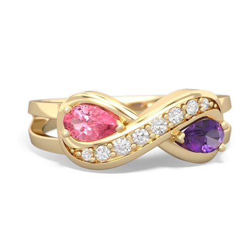 Lab Pink Sapphire Lab Created Pink Sapphire with Genuine Amethyst Diamond Infinity ring Ring