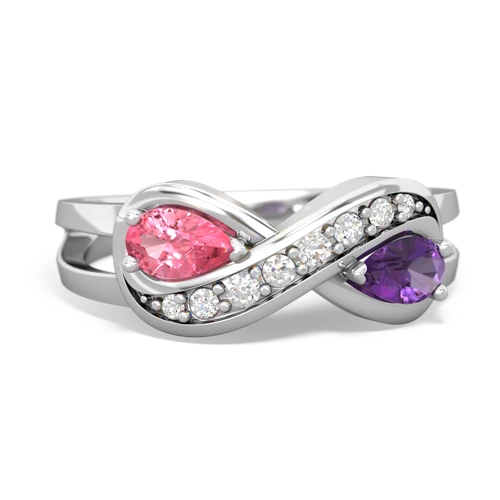 pink sapphire-amethyst diamond infinity ring
