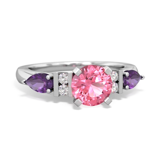Lab Pink Sapphire Lab Created Pink Sapphire with Genuine Amethyst and  Engagement ring Ring