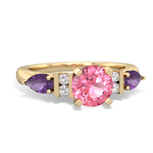 Lab Pink Sapphire Lab Created Pink Sapphire with Genuine Amethyst and Genuine Ruby Engagement ring Ring