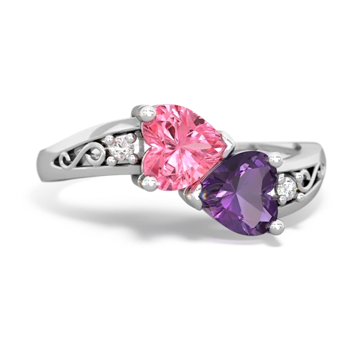 pink sapphire-amethyst filligree ring