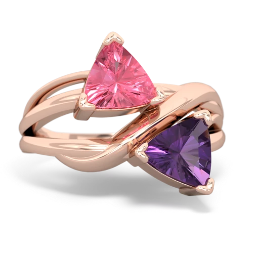 pink sapphire-amethyst filligree ring