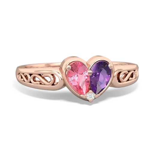 pink sapphire-amethyst filligree ring