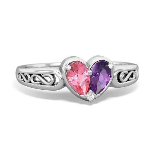 pink sapphire-amethyst filligree ring