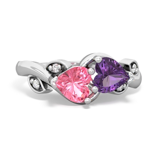 Lab Pink Sapphire Lab Created Pink Sapphire with Genuine Amethyst Floral Elegance ring Ring