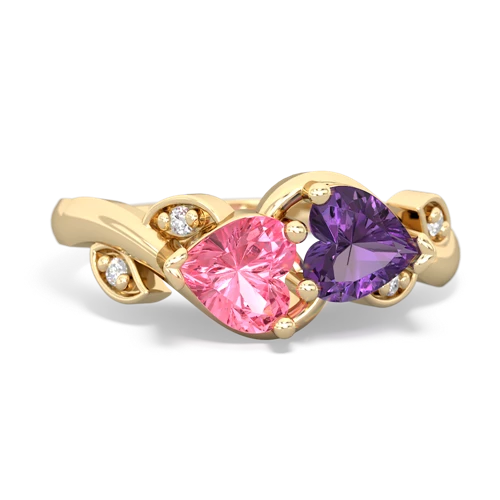 pink sapphire-amethyst floral keepsake ring