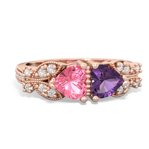 pink sapphire-amethyst keepsake butterfly ring