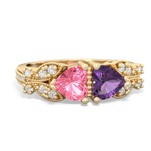 pink sapphire-amethyst keepsake butterfly ring