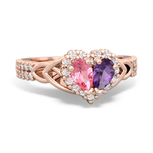 Lab Pink Sapphire Lab Created Pink Sapphire with Genuine Amethyst Celtic Knot Engagement ring Ring