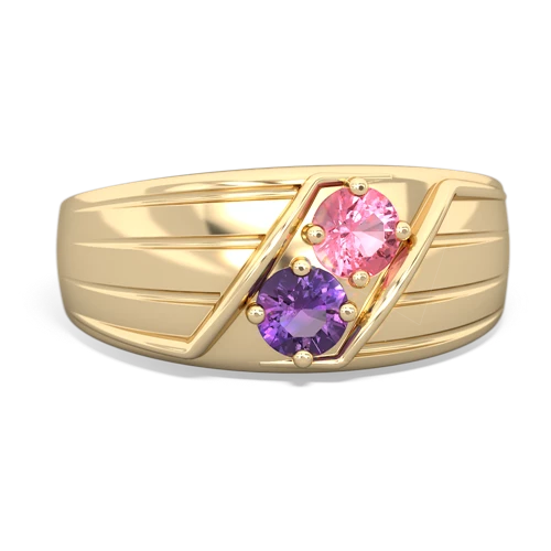 pink sapphire-amethyst mens ring