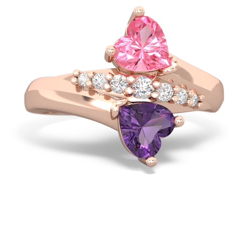 pink sapphire-amethyst modern ring