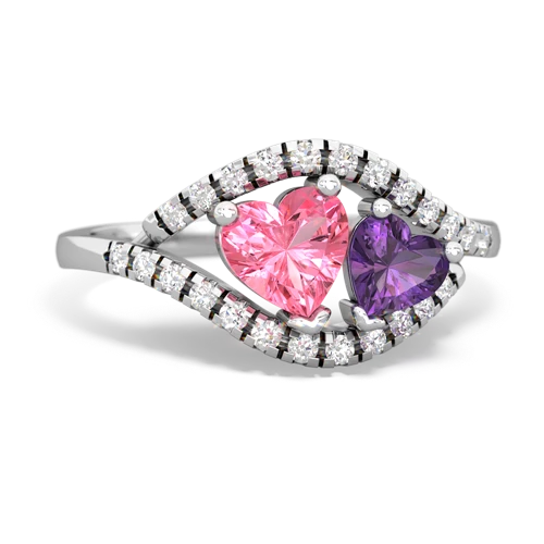 Lab Pink Sapphire Lab Created Pink Sapphire with Genuine Amethyst Mother and Child ring Ring