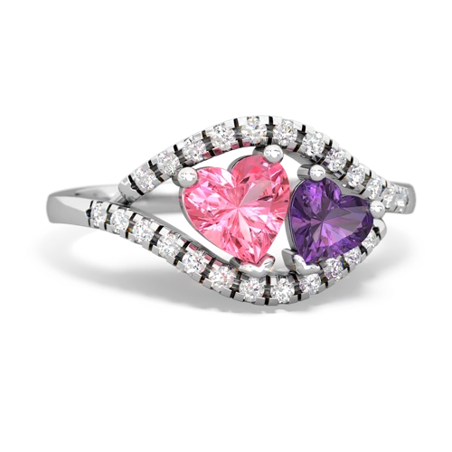 pink sapphire-amethyst mother child ring