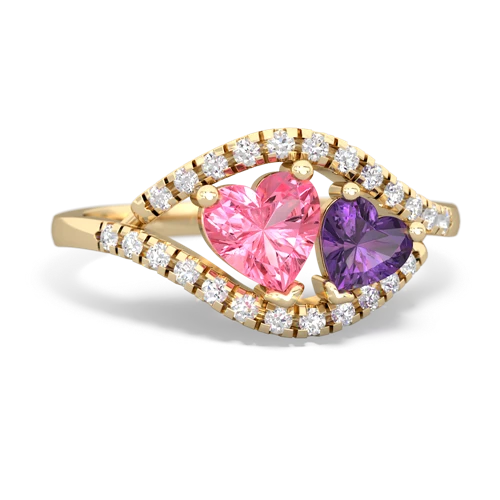 pink sapphire-amethyst mother child ring