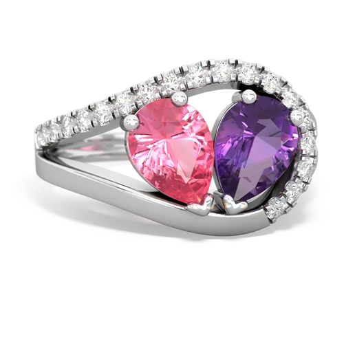 Lab Pink Sapphire Lab Created Pink Sapphire with Genuine Amethyst Nestled Heart Keepsake ring Ring