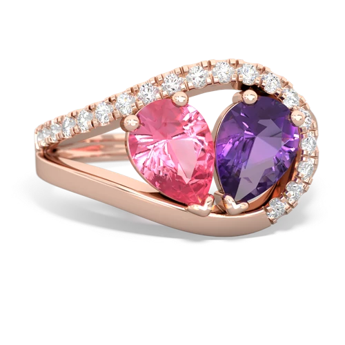 pink sapphire-amethyst pave heart ring