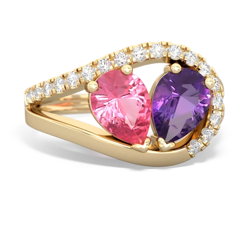 pink sapphire-amethyst pave heart ring