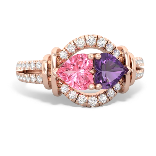 pink sapphire-amethyst pave keepsake ring