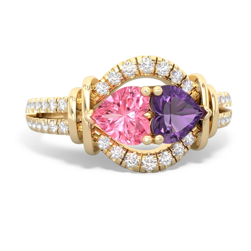 pink sapphire-amethyst pave keepsake ring