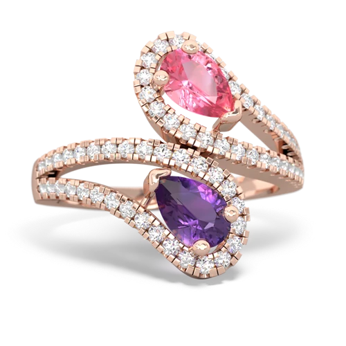 pink sapphire-amethyst pave swirls ring